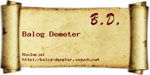 Balog Demeter névjegykártya